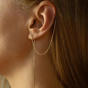 Élégantes boucles d'oreilles manchette en plaqué or 14 carats - Bijoux élégants et minimalistes en argent sterling 925.