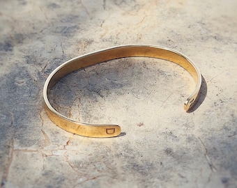 Personalized Initials Bracelet - 14K Gold Plated Custom Engraved Cuff - Adjustable Valentine's Day Gift for Men and Women