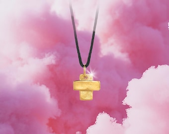 Gold Plated Cross Pendant, Sterling Silver Minimalist Necklace