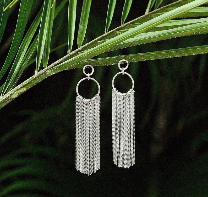 Bridal Boho Earrings Sterling Silver 925 Fringe Earrings Ideal for Wedding or Bridesmaids image 4