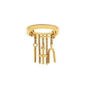 Adjustable Mid Finger Ring with Tassels and Cross Charm Sterling Silver 925 Midi Ring Perfect Gift for Her Gold plated 14K