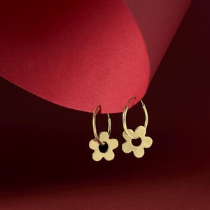 Flower Drop Earrings, Gold plated Floral Earring, Nature Inspired Flower Earrings, Birthday Gift For Her
