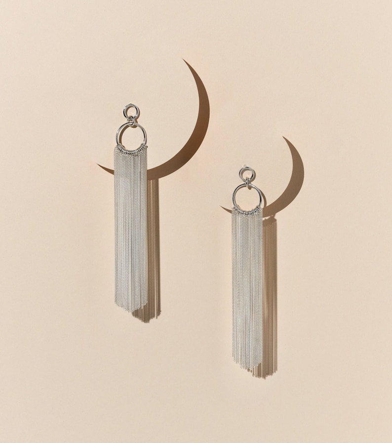 Braut-Boho-Ohrringe Fransenohrringe aus Sterlingsilber 925 ideal für Hochzeiten oder Brautjungfern Bild 2