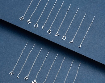 Pendientes minimalistas personalizados con enhebrador: cadena con letras y nombre personalizado en plata de ley 925: un regalo único para ella
