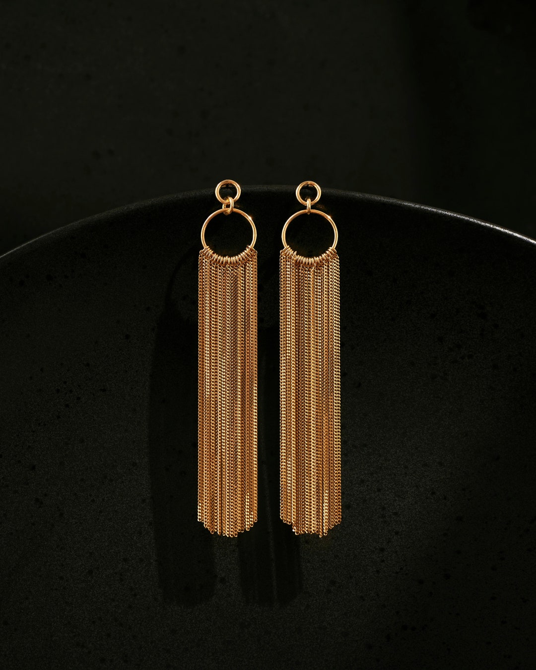 Gold Tassel Earrings, Long Fringe Chain, Boho Bridal Jewelry - Etsy