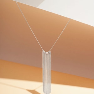 Fashionable Silver Tassel Necklace Sterling Silver 925 Pendant with Stylish Long Chain Perfect Gift for Her Sterling Silver 925
