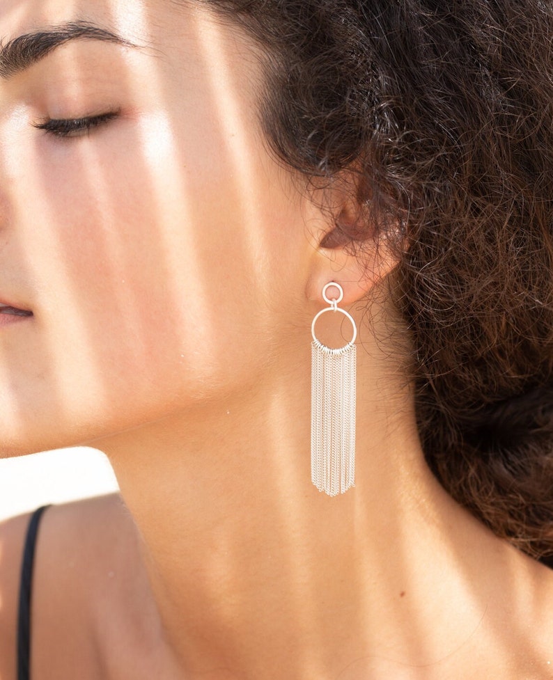 Bridal Boho Earrings Sterling Silver 925 Fringe Earrings Ideal for Wedding or Bridesmaids image 6