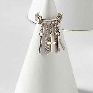 Adjustable Mid Finger Ring with Tassels and Cross Charm Sterling Silver 925 Midi Ring Perfect Gift for Her image 7