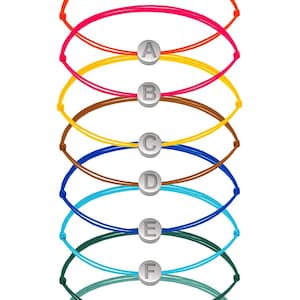 Pulsera de cordón con inicial personalizada, plata de ley, pulsera con letras bañada en oro, pulsera con inicial de pareja a juego, pulsera de la amistad,