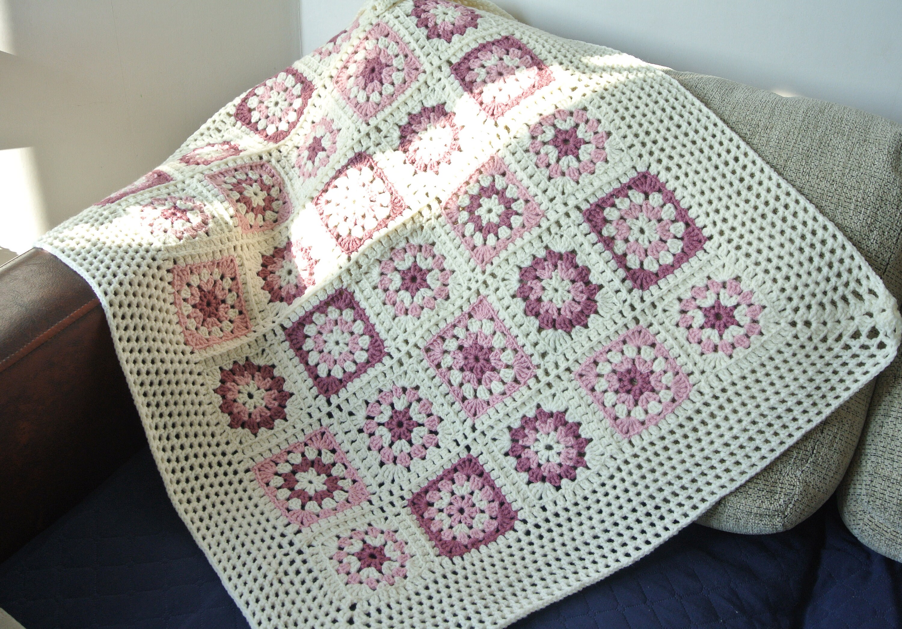 Rosa und weiße Wolle häkeln Babydecke warm gestrickte | Etsy