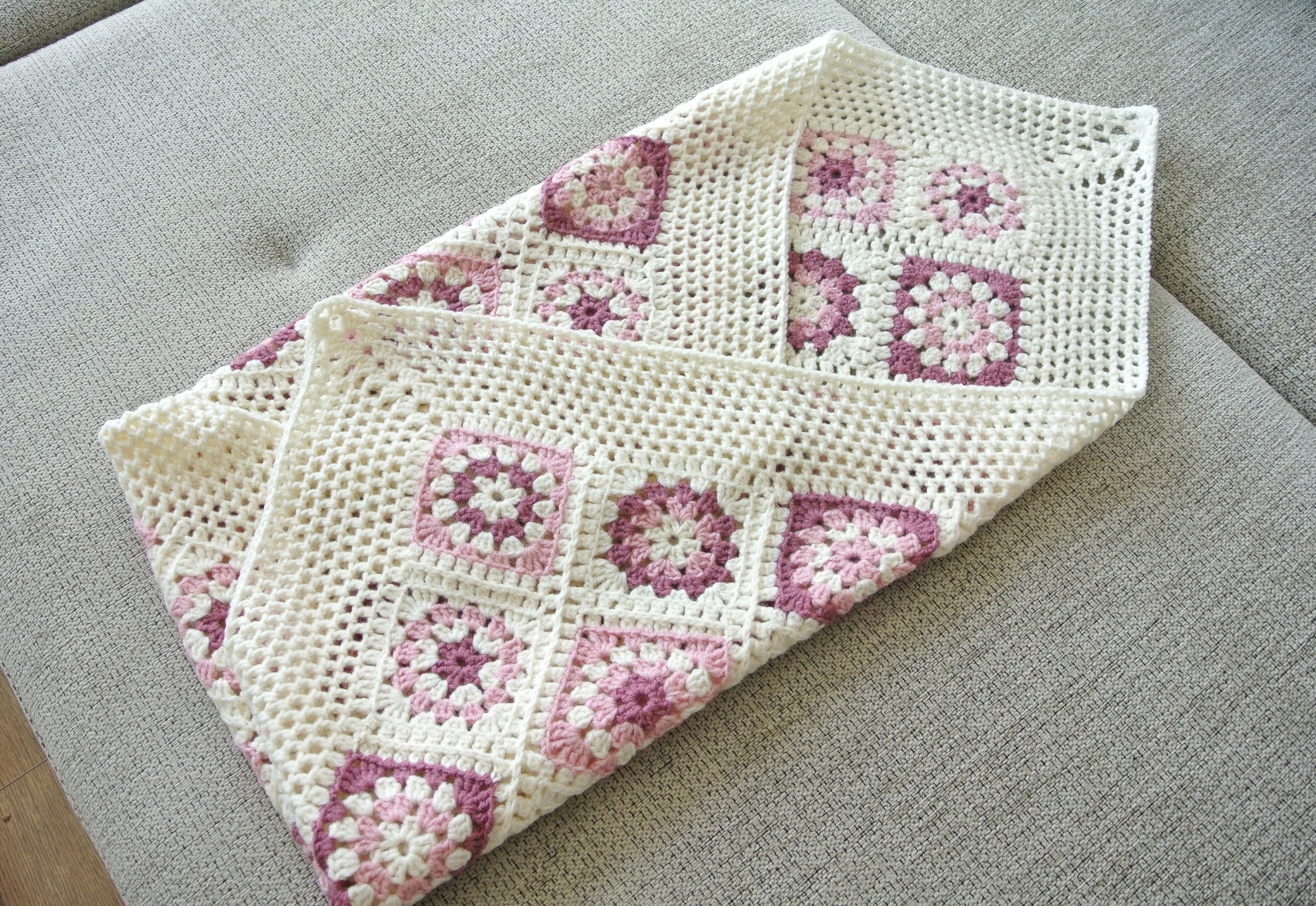 Rosa und weiße Wolle häkeln Babydecke warm gestrickte | Etsy
