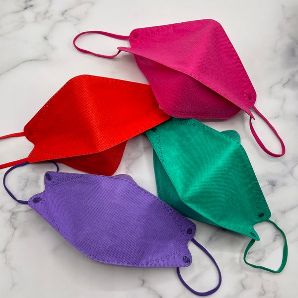 KF94 Máscaras faciales para adolescentes / adultos, Máscaras faciales coloridas para hombres y mujeres en paquetes de 10, Máscara facial de 4 capas Estándar coreano