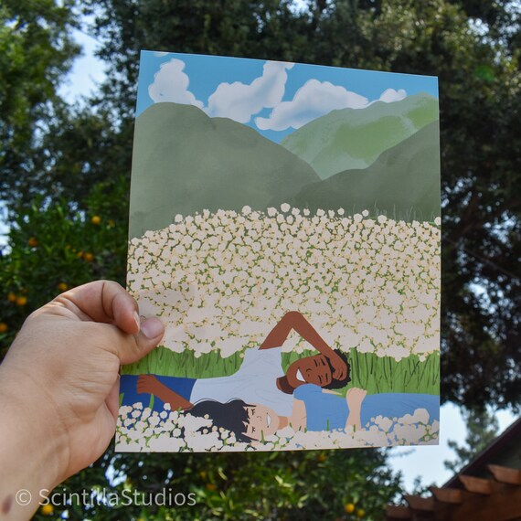 Flower Field Print Cottage Core Garden Plant Flowers Etsy