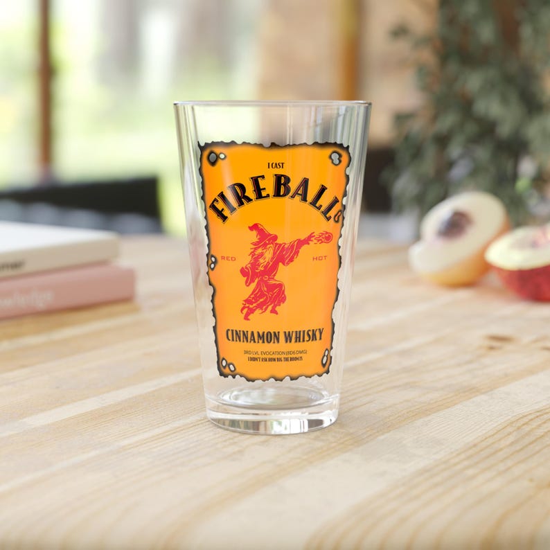 Fireball DnD Pint Glass 16oz | DnD Wizard Gift image 2