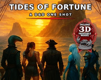 DnD One Shot: Tides of Fortune | Pirate 5e Campaign PDF + Maps + STL | Beginner Friendly