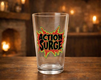 Action Surge DnD Pint Glass 16oz | DnD Fighter Gift