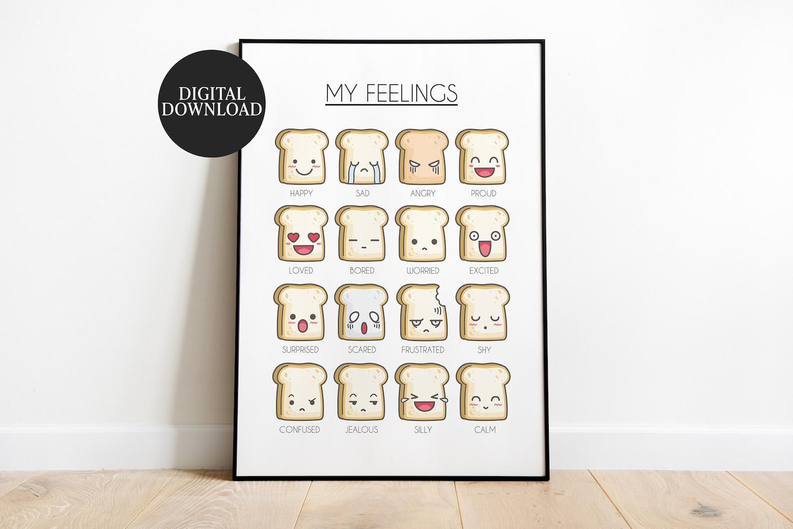 Funny Feelings Chart Printable Emotions Print Printable Wall Etsy