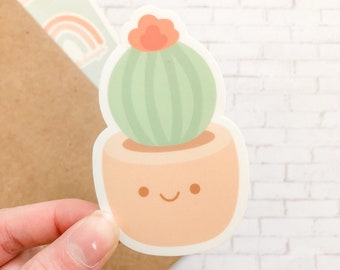Adesivo fofo de cacto e suculenta kawaii