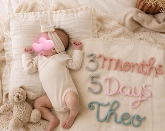 Knit Baby Milestone Numbers, Photo Prop, Baby Shower Gift, Neutral Nursery Decor