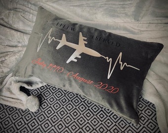 Personalised cushion, airline workers keepsake throw cushion, heartbeat 747 jumbo jet