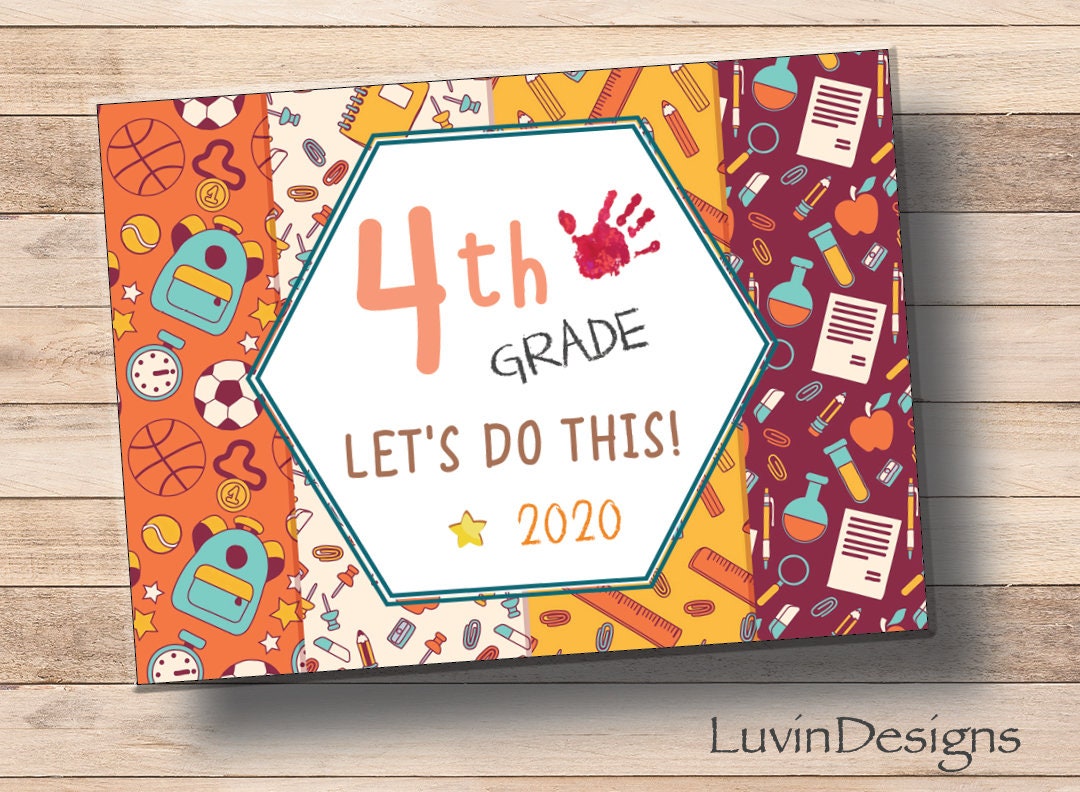 First Day of School Sign / 4th Grade Sign / Printable Back to School ...