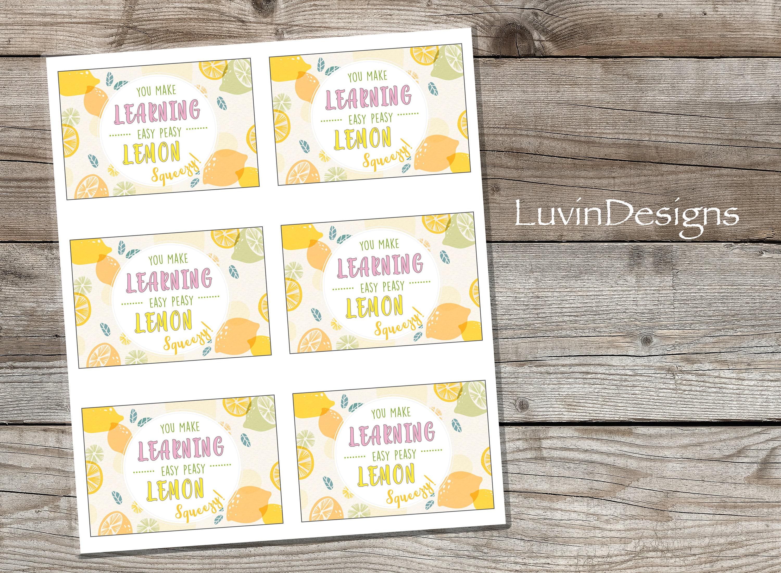 Easy Peasy/ School Tags/learning/teacher/lemons/tags/ Kids/ - Etsy