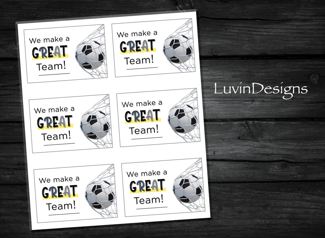 Soccer Team Treat Tags: Instant Printable Gift Tags (digital Download ...