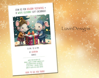 Weißer Elefant Geschenk Austausch Einladung: Weihnachtsfeier Einladen (Digitaler Download)