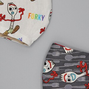 Disney Forky toddler / kids / youth / adults 3 layer face mask with adjustable ear loops, filter pocket & nose wire. Back to School Sale
