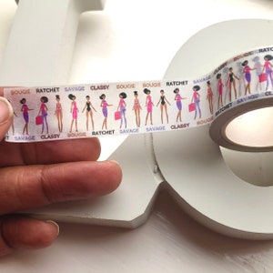 Zwarte Vrouwen Washi Tape // Boughie, Savage Washi Tape // Verjaardag Washi tape // Gift Wrapping //Vriendinnen // Hen Do // Bruidsdouche