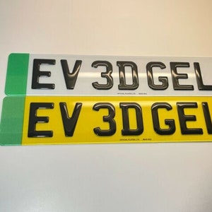 Par de placas de matrícula de gel 3D para vehículos eléctricos EV de calidad que se muestran o son legales en la carretera... Envío gratuito estándar