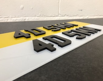 Pair of top quality 4D 5mm laser cut number licence plates show or road legal ..free postage mot standard