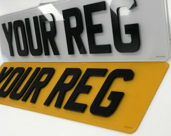 Pair of top quality 4D laser cut number licence plates show or road legal ..free postage mot standard