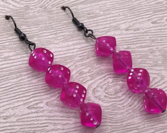Pink Quad-Dice Earrings