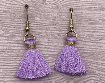 Small Thread Tassel Earrings - Lavender
