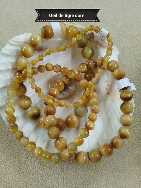 Bracelet Perles Oeil De Tigre Pierre Naturelle - Sur Mesure Homme Femme - Fait Main