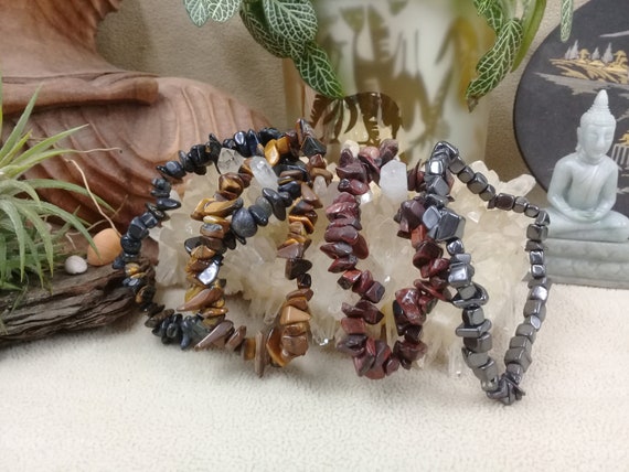 Bracelet élastique En Oeil De Tigre Naturel - Pierres Baroques, Marron, Sans Marque