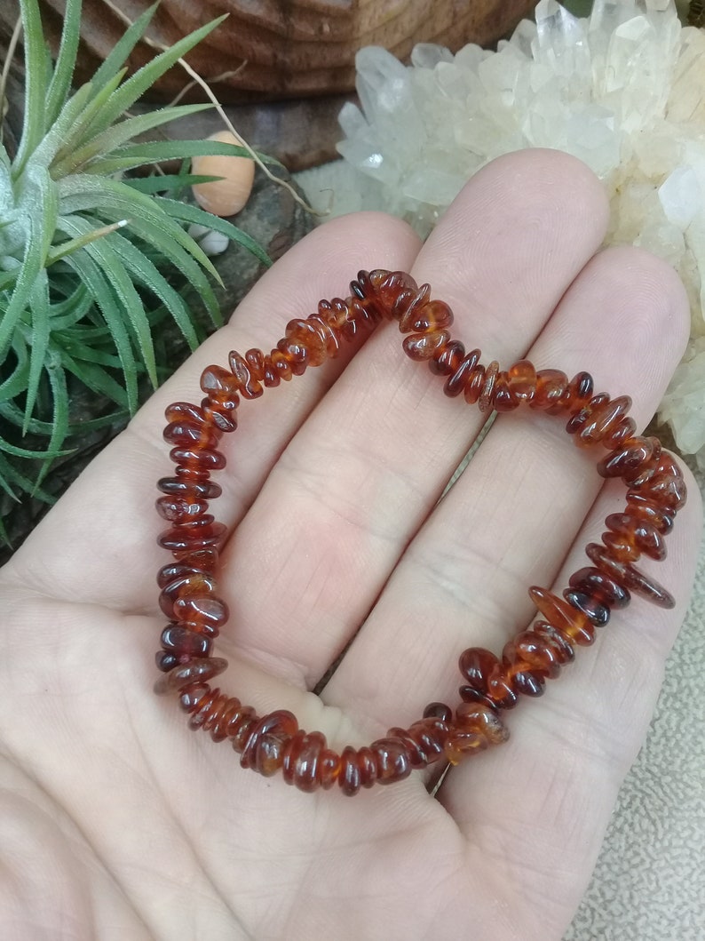 Bracelet Elastique Baroque/Chips grenat Pearl Natural Stone Lithotherapy Semi-Private Genuine Gemstone grenat orange