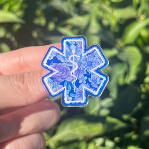 EMS Acrylic Pin, ParamedicPin, Firefighter Pin, EMT Pin, Nurse Pin, Nursing Student, Star of life Pin, Girly ems