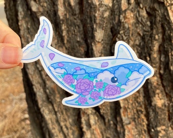 Glass Whales Sticker | Vinyl Animal Sticker | Laptop Sticker | Hydroflask Sticker