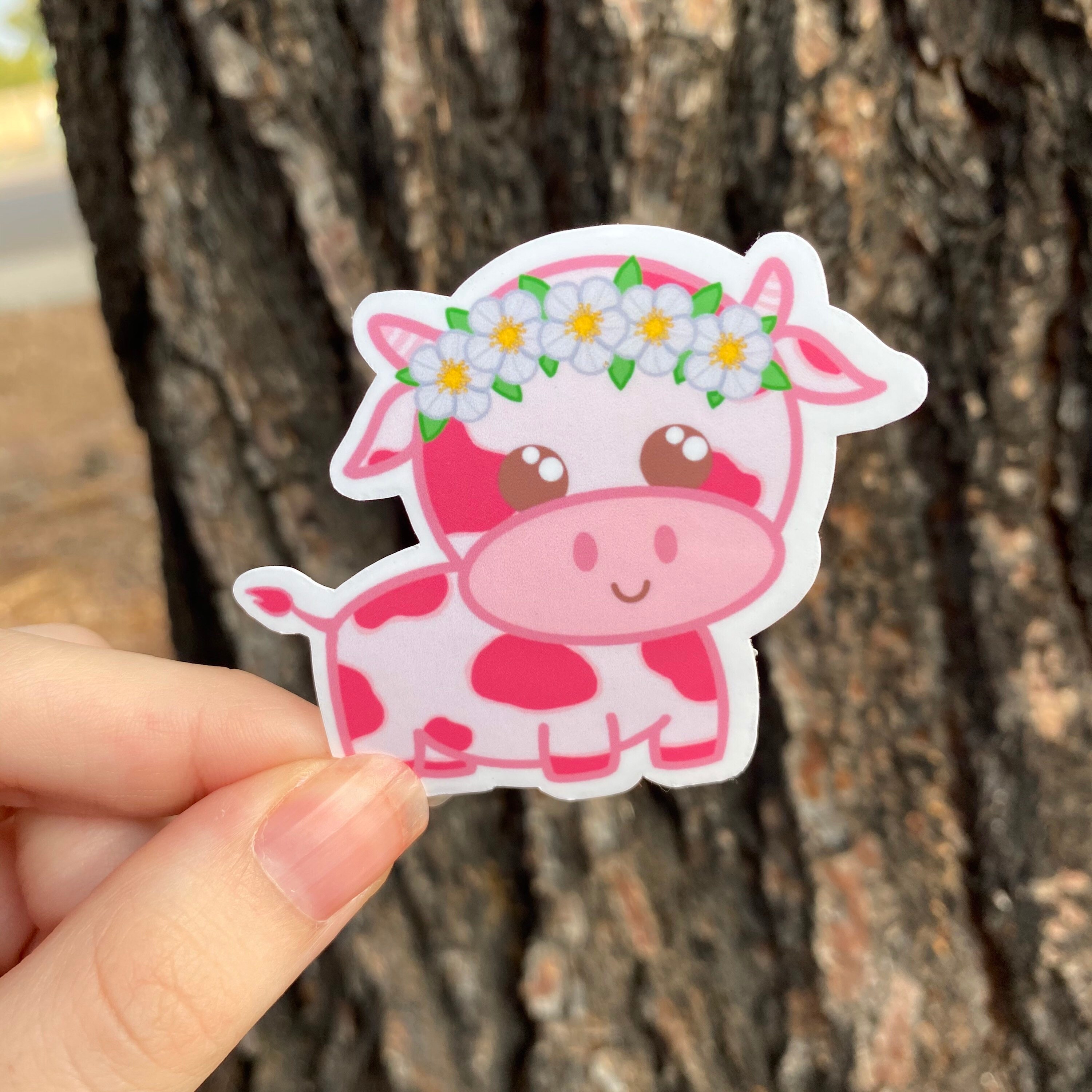 Strawberry Cow Sticker Vinyl Animal Sticker Laptop Sticker Etsy