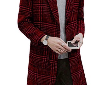 red plaid pea coat
