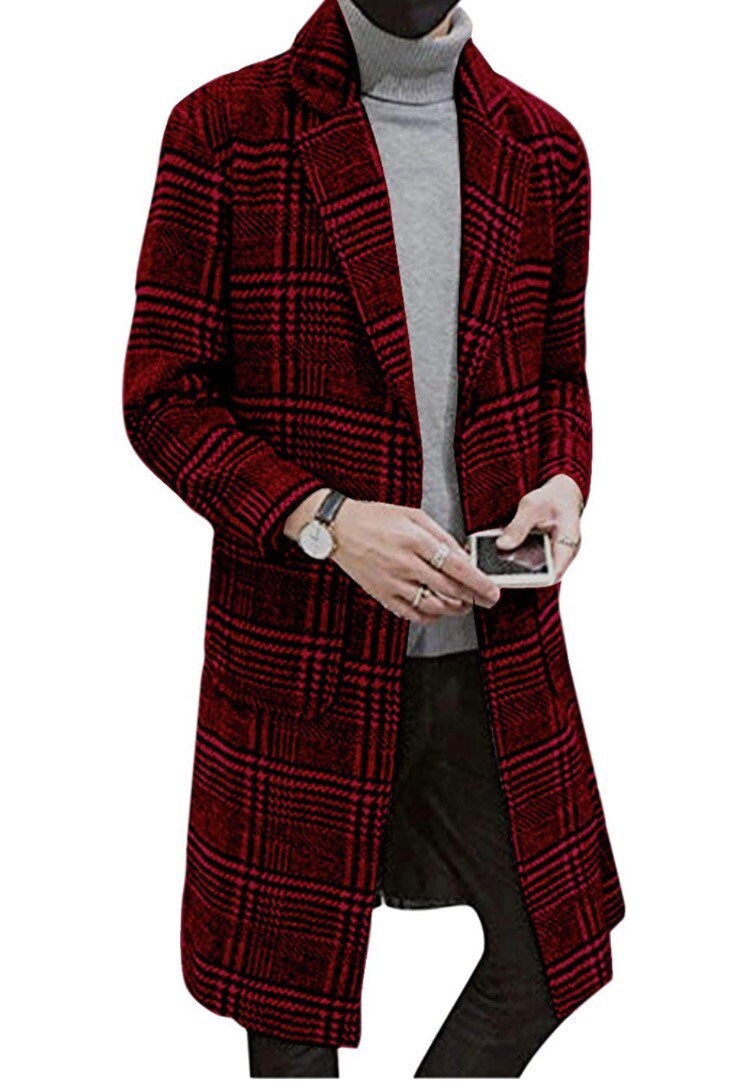red plaid trench coat mens