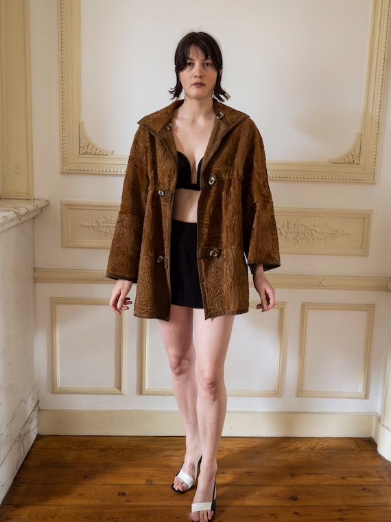 1960s Astrakhan Fur and Suede Coat