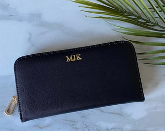 monogram leather wallet womens