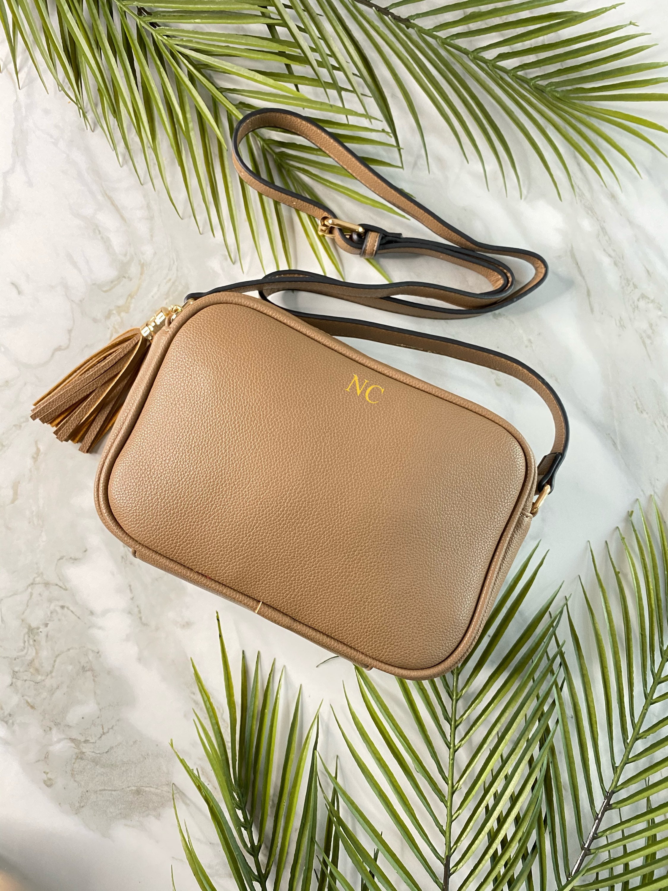 TAN Cross Body Messenger Camera Bag Vegan leather Etsy