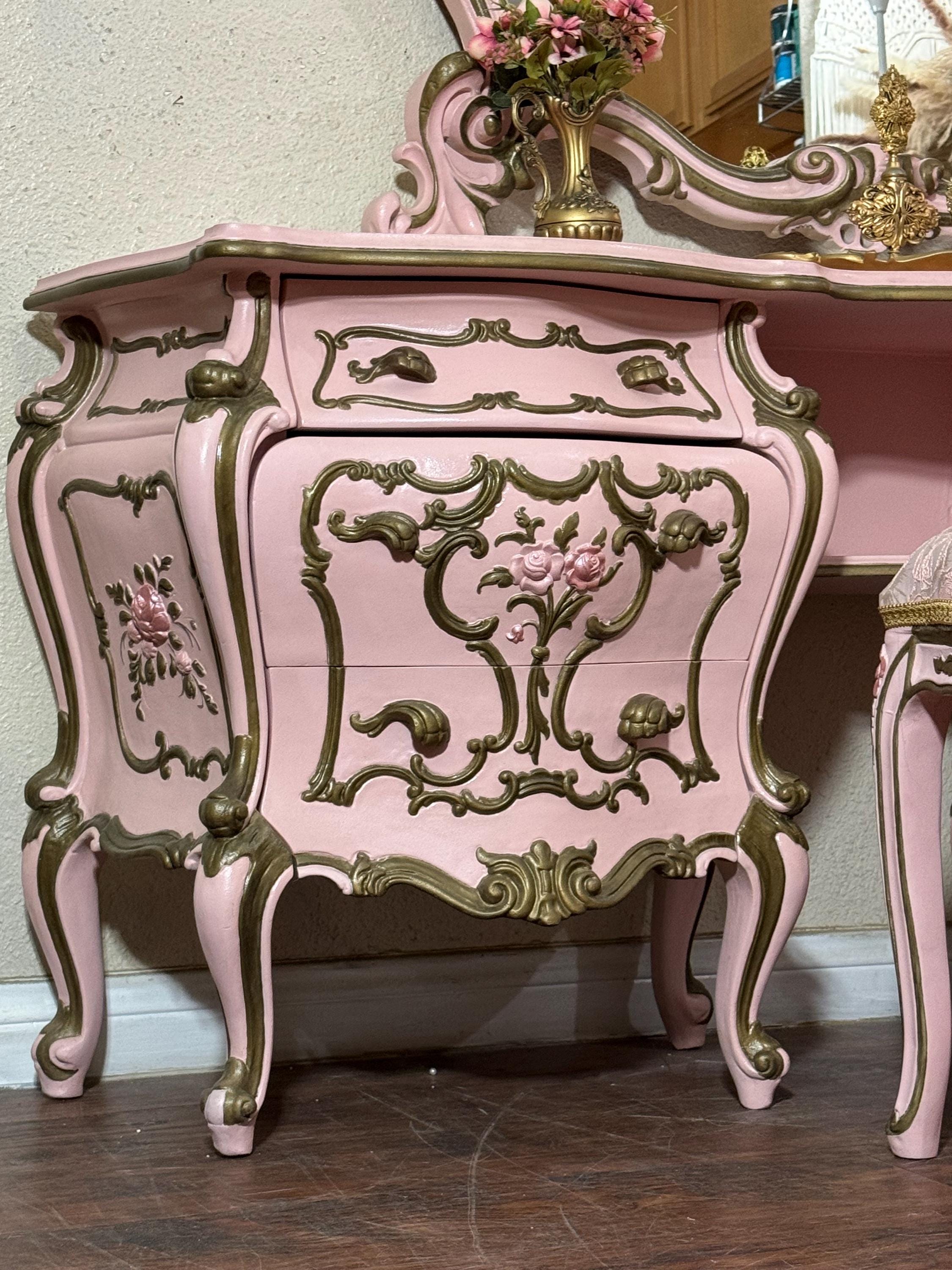 SOLD* Large Italian Rococo Baroque Silik Pink and Gold Princess