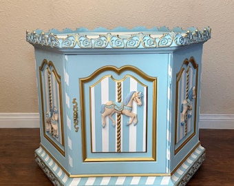 Baby Blue Vintage Whimsical Carnival Carousel Table