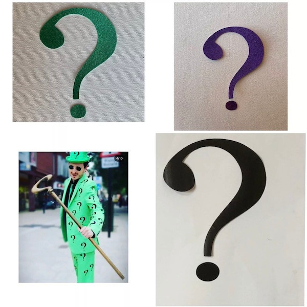 Riddler Question mark iron on patches for cosplay.fancy dress villain. Costume accessories.please read description on shipping