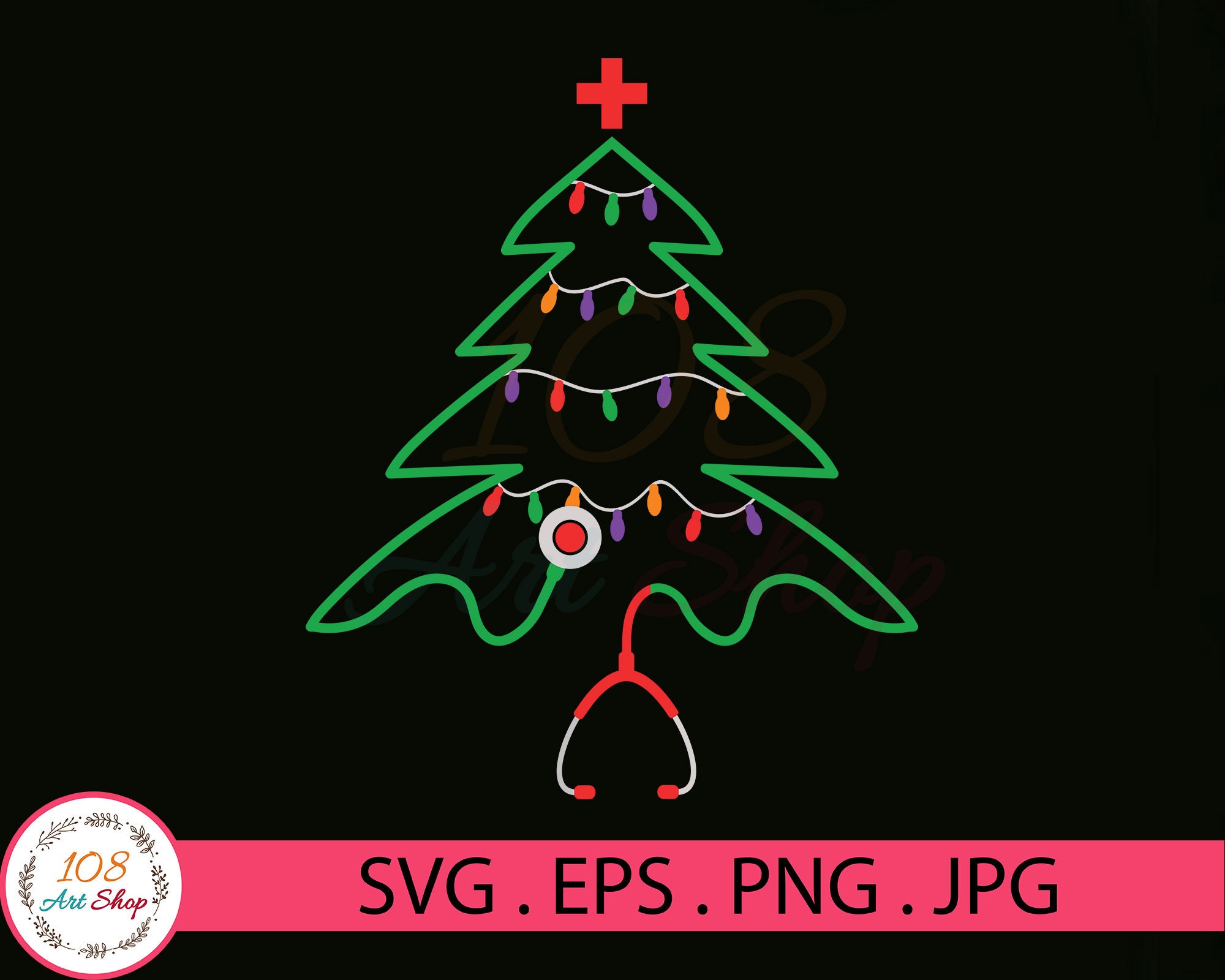 Medical Christmas Tree Svg Stethoscope Christmas Tree | Etsy